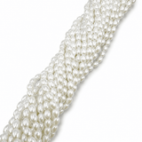 Glasperler Med Perlemors Skær - Rice, Hvid (4x6mm) - Uniq Perler - 115261