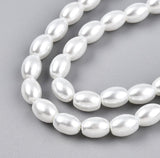 Glasperler Med Perlemors Skær - Rice, Hvid (4x6mm) - Uniq Perler - 115261