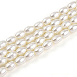 Glasperler Med Perlemors Skær - Rice, Hvid (4x6mm) - Uniq Perler - 115261