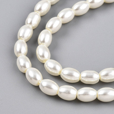 Glasperler Med Perlemors Skær - Rice, Hvid (4x6mm) - Uniq Perler - 115261