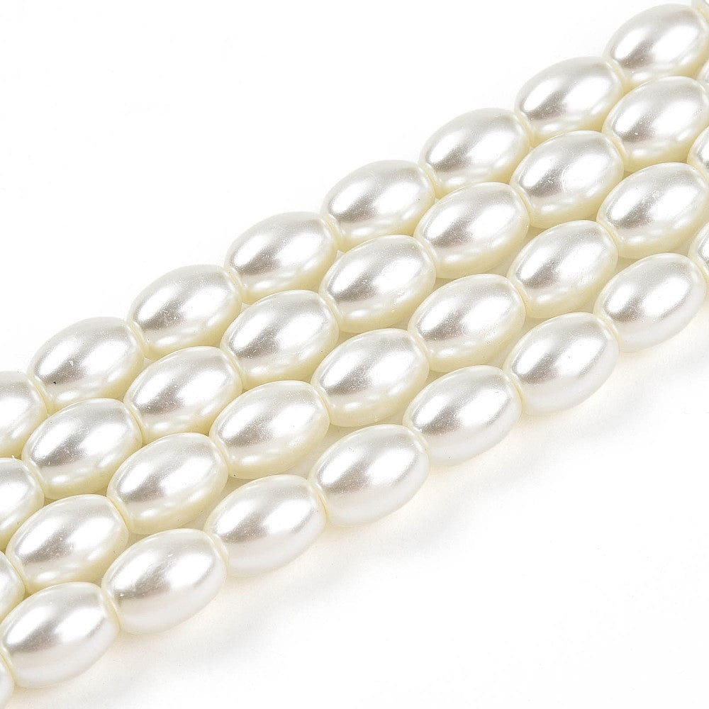 Glasperler Med Perlemors Skær, Rice, Hvid, (6,5mm) - Uniq Perler - 114931