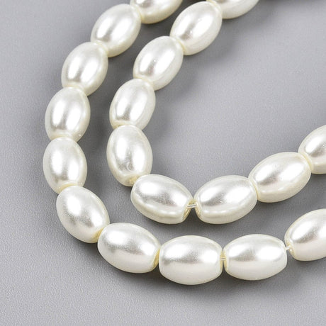 Glasperler Med Perlemors Skær, Rice, Hvid, (6,5mm) - Uniq Perler - 114931