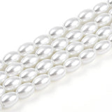 Glasperler Med Perlemors Skær - Rice, Hvid (8x6,5mm) - Uniq Perler - 114932