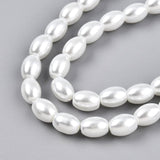 Glasperler Med Perlemors Skær - Rice, Hvid (8x6,5mm) - Uniq Perler - 114932