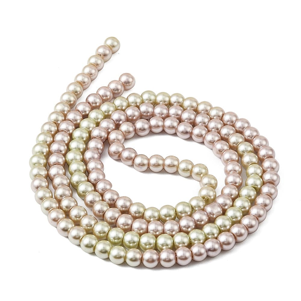 Glasperler Med Perlemorseffekt – Farve Mix, Rund (6x5mm) 10 Strenge - Uniq Perler - 116213