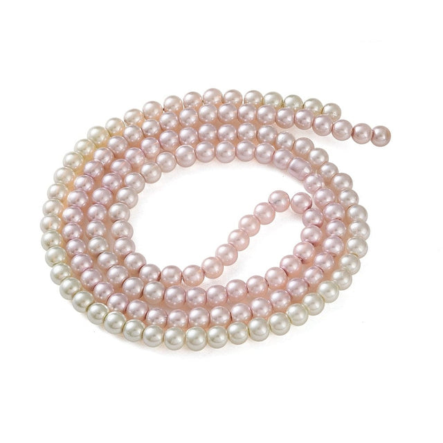 Glasperler Med Perlemorseffekt – Farve Mix, Runde (6mm) 10 Strenge - Uniq Perler - 115669