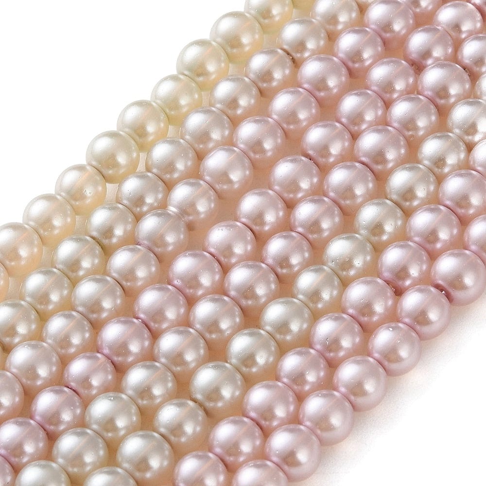 Glasperler Med Perlemorseffekt – Farve Mix, Runde (6mm) 10 Strenge - Uniq Perler - 115669