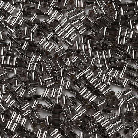 Glasperler, Metallic Grå, Rørformet, 3,5x2,5mm, 20gr - Uniq Perler - 111421
