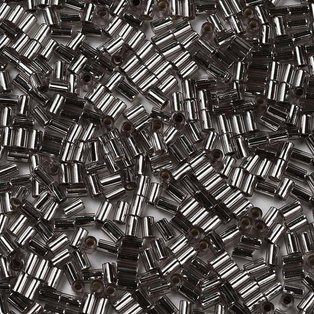 Glasperler, Metallic Grå, Rørformet, 3,5x2,5mm, 20gr - Uniq Perler - 111421
