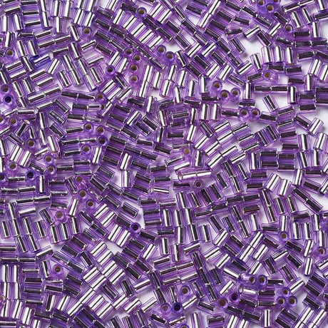 Glasperler, Metallic Lilla, Rørformet, 3,5x2,5mm, 20gr - Uniq Perler - 111424