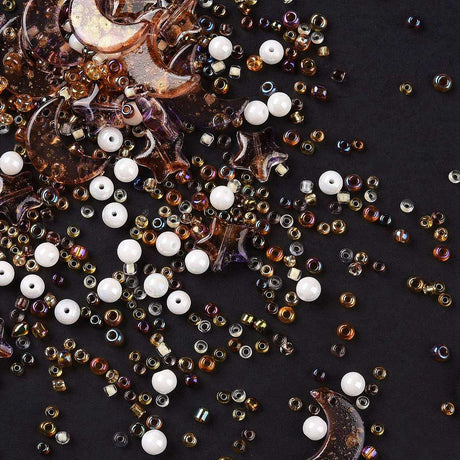 Glasperler Mix – Brunt Mix, Assorteret Størrelser og Modeller (37 - 42gr) - Uniq Perler - 114659