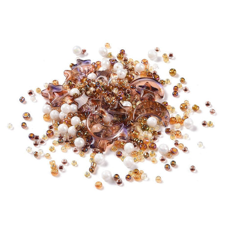 Glasperler Mix – Brunt Mix, Assorteret Størrelser og Modeller (37 - 42gr) - Uniq Perler - 114659