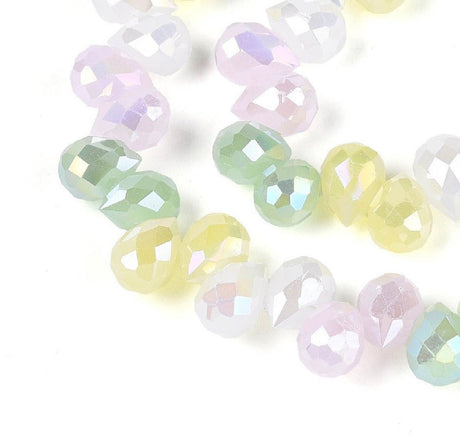 Glasperler Mix – Facetslebet Dråbe Top/side - boret (10–11mm) - Uniq Perler - 120208