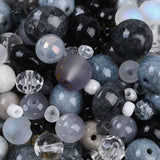 Glasperler Mix - Grå, Mix Størrelser og Modeller (2 - 13mm) 100g - Uniq Perler - 114555