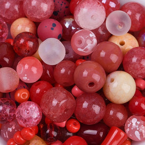 Glasperlen Mix - Rot, Sortierte Größen und Modelle (2 - 13mm) 100g - Uniq Perler - 114558