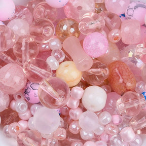 Glasperlen Mix - Rosa Mix, Sortierte Größen & Modelle (2 - 13mm) 100g - Uniq Perler - 114560