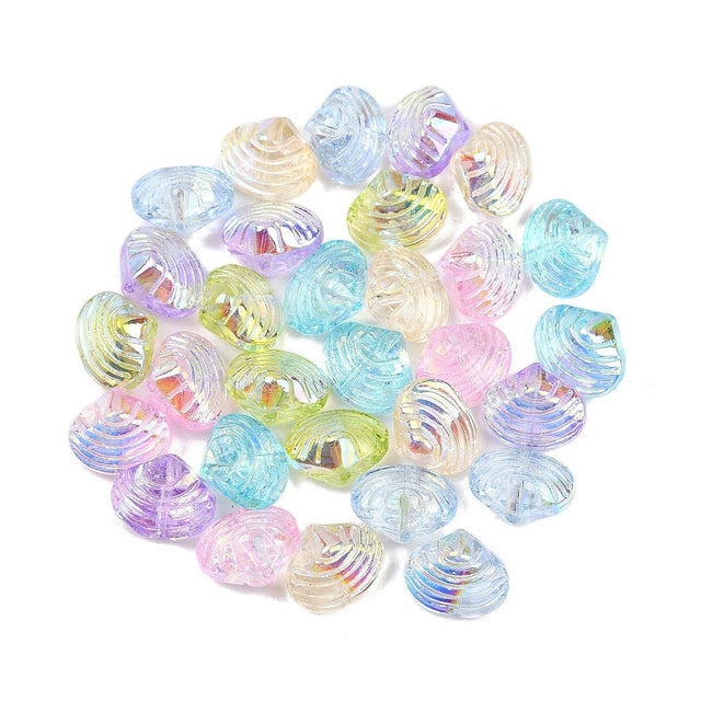 Glasperler – Musling (10.5–12.5mm, Mix, 10 stk.) - Uniq Perler - 120214
