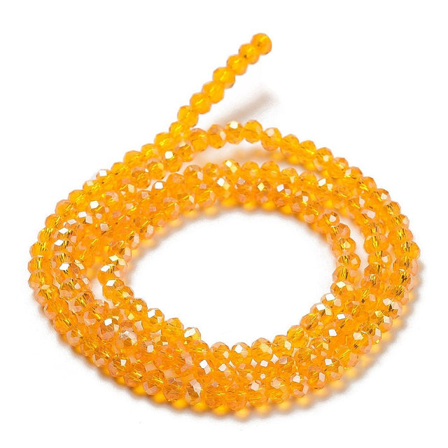 Glasperlen – Orange, facettierter Rondell mit AB-Effekt (3x2mm)