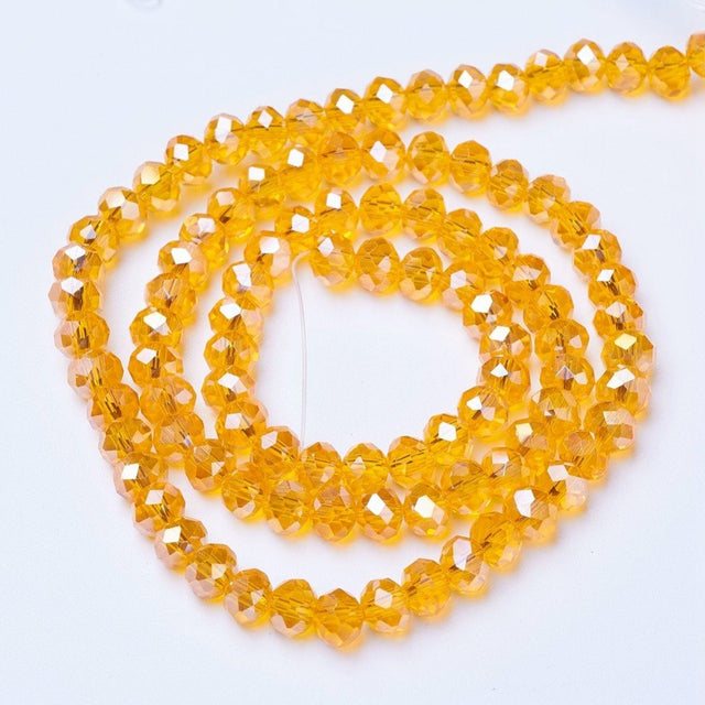 Glasperlen – Orange, facettierte Rondelle mit AB-Effekt (4x3mm)