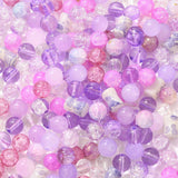 Glasperler – Pink/Lilla, Runde (8 - 10mm) Ca. 100g - Uniq Perler - 115881
