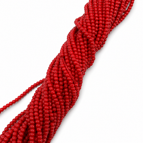 Glasperler – Rød, Runde (2~2,5mm) - Uniq Perler - 123766