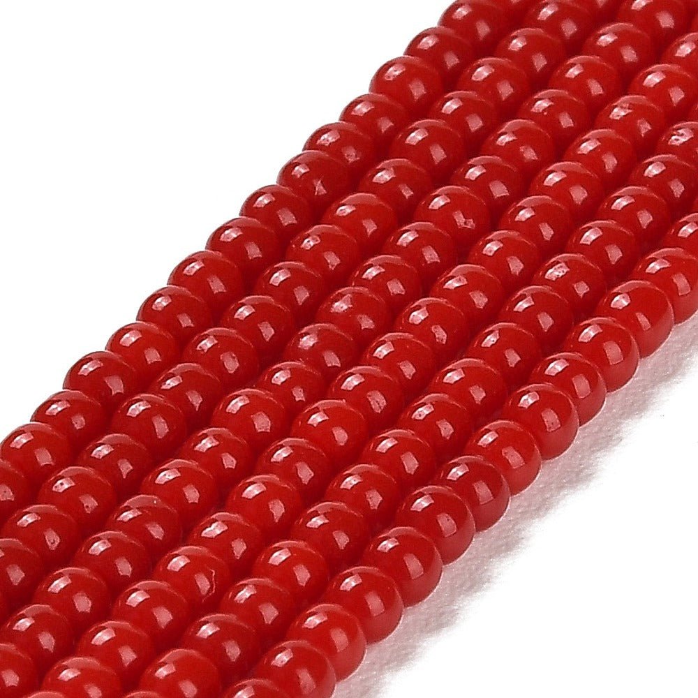 Glasperler – Rød, Runde (2~2,5mm) - Uniq Perler - 123766
