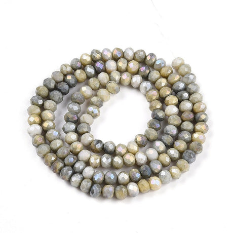 Glasperler, Rondel, Grå, (4x3mm) - Uniq Perler - 114585