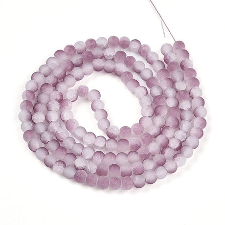 Glasperler – Rosa, Krakeleret, Frostet (6mm) - Uniq Perler - 115070