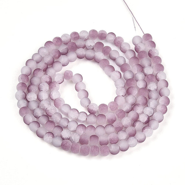 Glasperler – Rosa, Krakeleret, Frostet (6mm) - Uniq Perler - 115070
