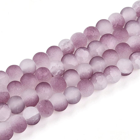 Glasperler – Rosa, Krakeleret, Frostet (6mm) - Uniq Perler - 115070