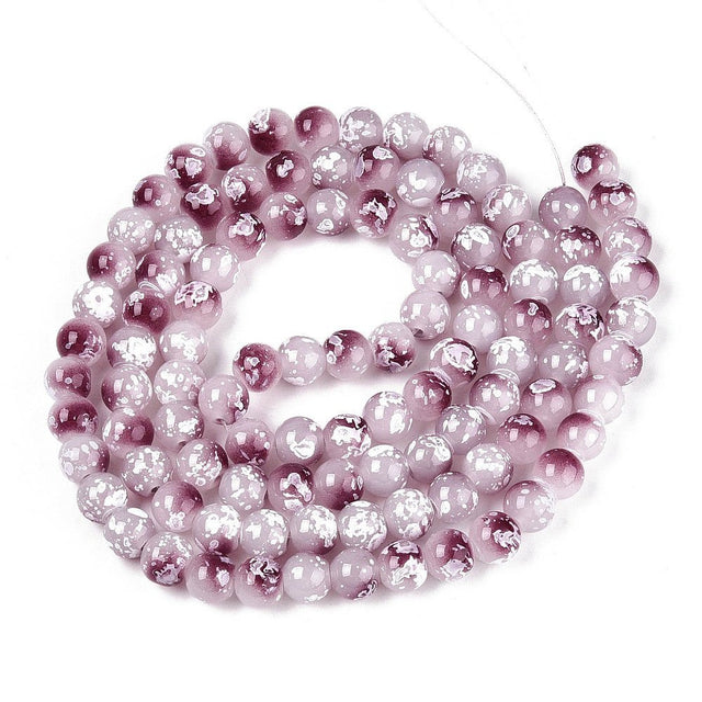 Glasperler – Rosa/Blomme (8~8,5mm) 78~79cm - Uniq Perler - 