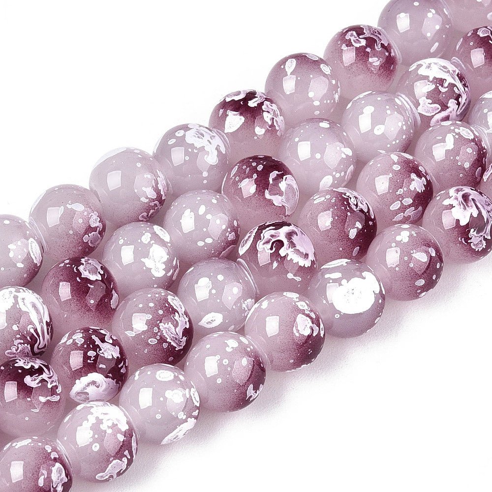 Glasperler – Rosa/Blomme (8~8,5mm) 78~79cm - Uniq Perler - 