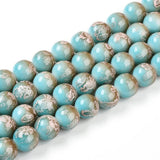 Glasperler – Runde Turkis/Brun (10mm) Dobbelt streng. - Uniq Perler - 115834