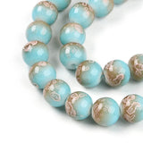 Glasperler – Runde Turkis/Brun (10mm) Dobbelt streng. - Uniq Perler - 115834