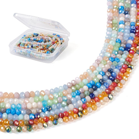 Glasperler Sæt – Facetslebet Rondel (3–3.5mm, 7 Strenge) - Uniq Perler - 120218