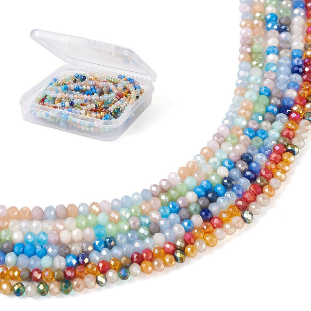 Glasperler Sæt – Facetslebet Rondel (3–3.5mm, 7 Strenge) - Uniq Perler - 120218