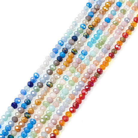 Glasperler Sæt – Facetslebet Rondel (3–3.5mm, 7 Strenge) - Uniq Perler - 120218