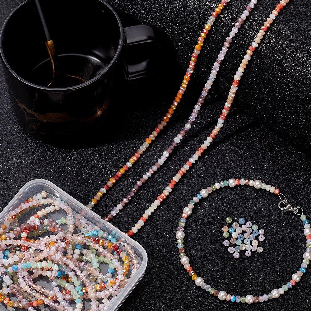 Glasperler Sæt – Facetslebet Rondel Mix (2–3.5mm, 8 Strenge) - Uniq Perler - 120220