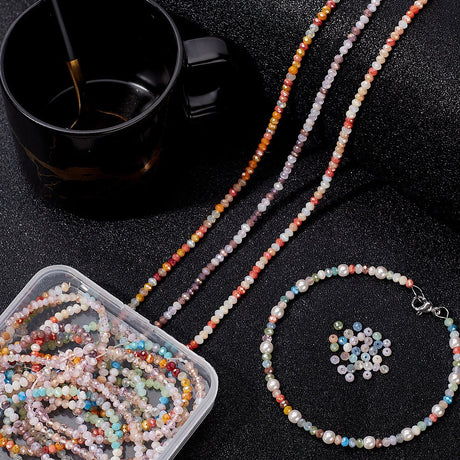 Glasperler Sæt – Facetslebet Rondel Mix (2–3.5mm, 8 Strenge) - Uniq Perler - 120220