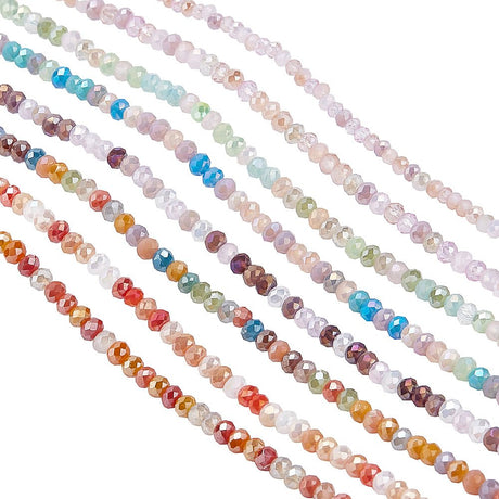 Glasperler Sæt – Facetslebet Rondel Mix (2–3.5mm, 8 Strenge) - Uniq Perler - 120220