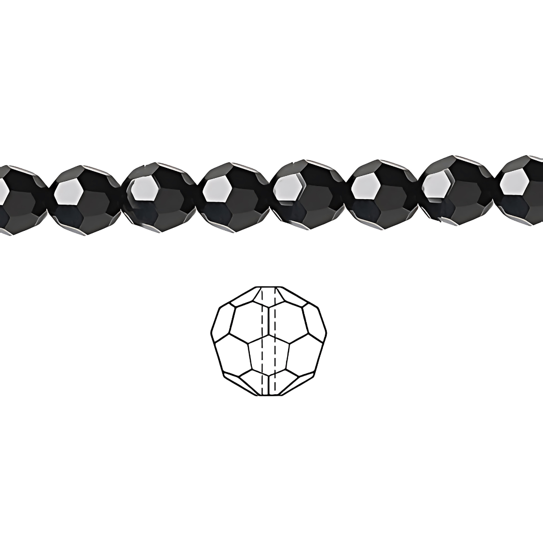 Glasperler, Sort, Kantet, Facetteret, 4mm - Uniq Perler - 112662