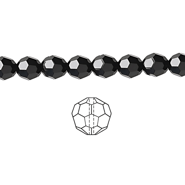 Glasperler, Sort, Kantet, Facetteret, 4mm - Uniq Perler - 112662