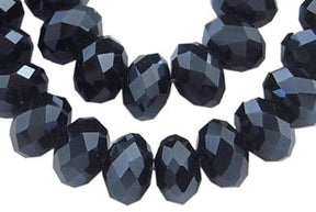 Glass beads, Black, Rondelle, Faceted, 4x3mm - Uniq Perler - 112536