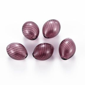 Glasperler – Stribemønster, Ovale (15~16x11~12mm) 2 Stk - Uniq Perler - 118641