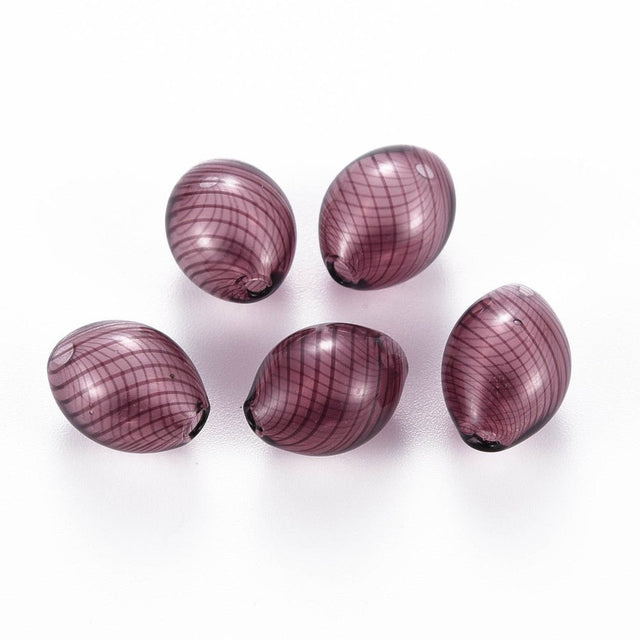 Glasperler – Stribemønster, Ovale (15~16x11~12mm) 2 Stk - Uniq Perler - 118641
