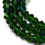 Glasperler – Transparent Mørkegrøn AB, Facetterede Bicone (3,5x3,8mm) - Uniq Perler - 125960
