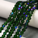 Glasperler – Transparent Mørkegrøn AB, Facetterede Bicone (3,5x3,8mm) - Uniq Perler - 125960
