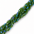 Glasperler – Transparent Mørkegrøn AB, Facetterede Bicone (3,5x3,8mm) - Uniq Perler - 125960