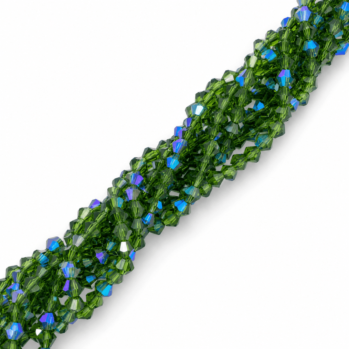Glasperler – Transparent Mørkegrøn AB, Facetterede Bicone (3,5x3,8mm) - Uniq Perler - 125960