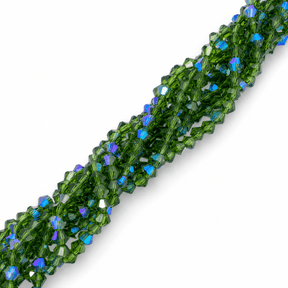 Glasperler – Transparent Mørkegrøn AB, Facetterede Bicone (3,5x3,8mm) - Uniq Perler - 125960
